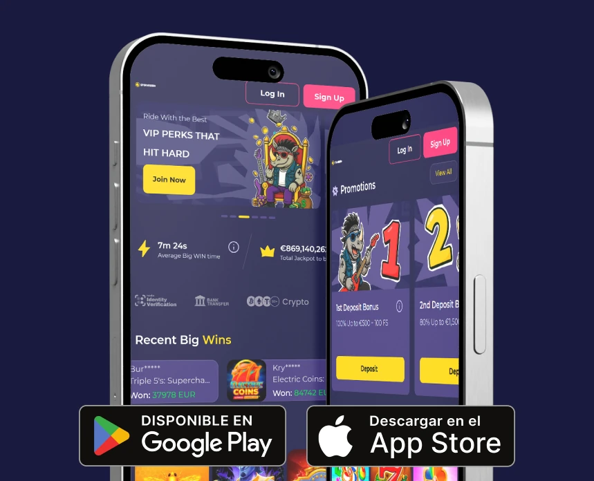 App móvil de spinorhinospain mostrada en un smartphone